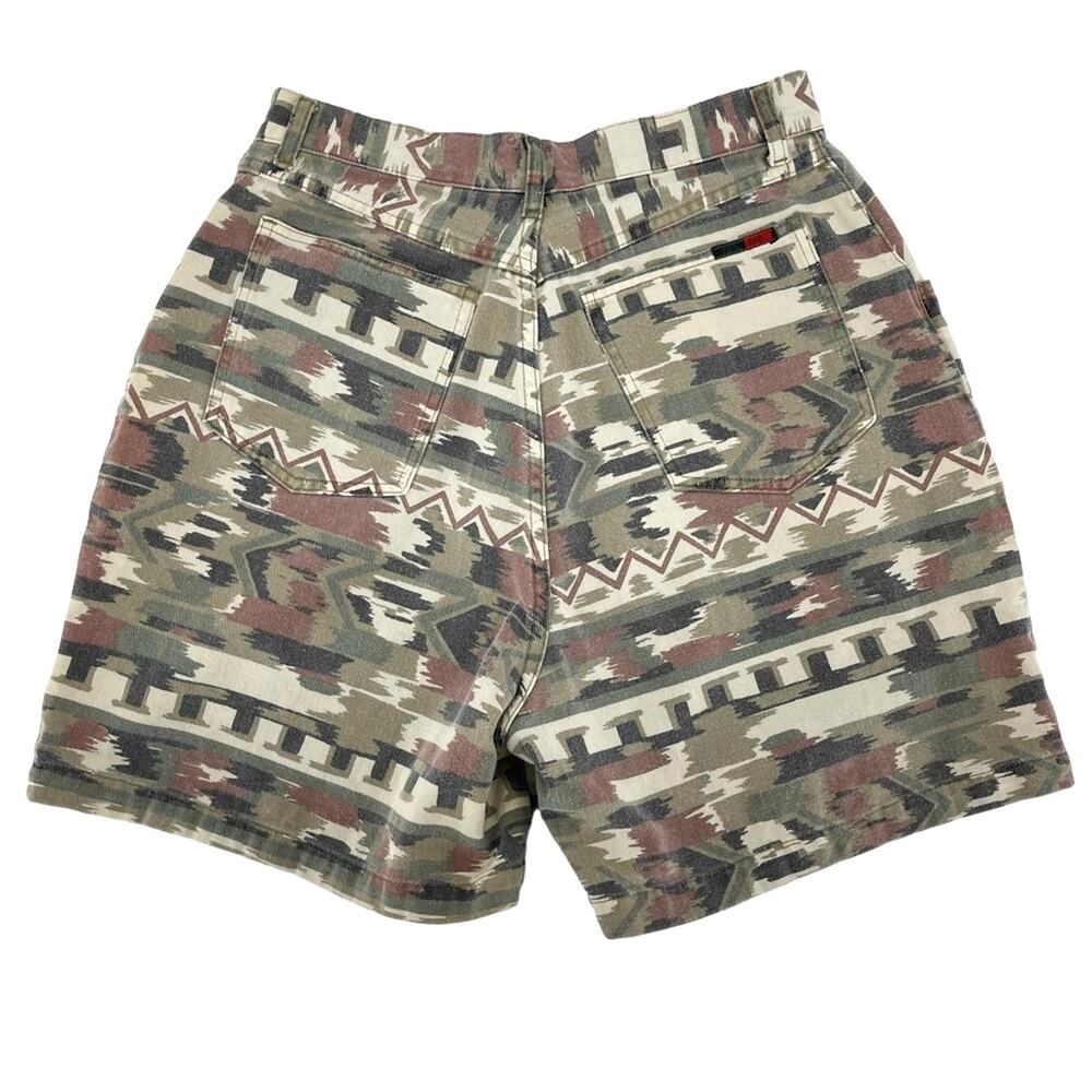 Vintage Oleg Cassini Denim Jean Shorts Sz 16 Smaller Aztec Tribal High Rise